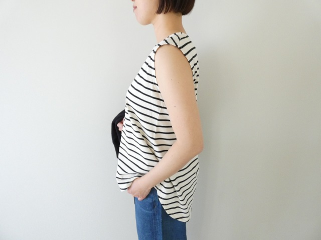 tumugu(ツムグ) スープレコットンボーダー天竺裾ラウンドタンクトップの商品画像5