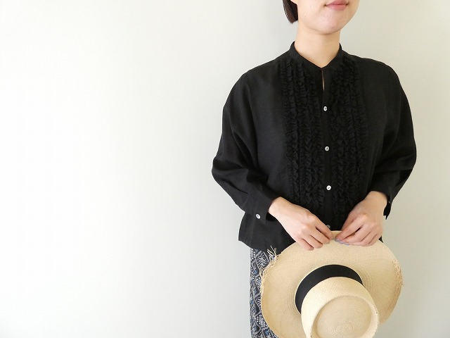 FIL DE FER(フィルデフェール) レーヨンシャンタンショートフリルシャツの商品画像2