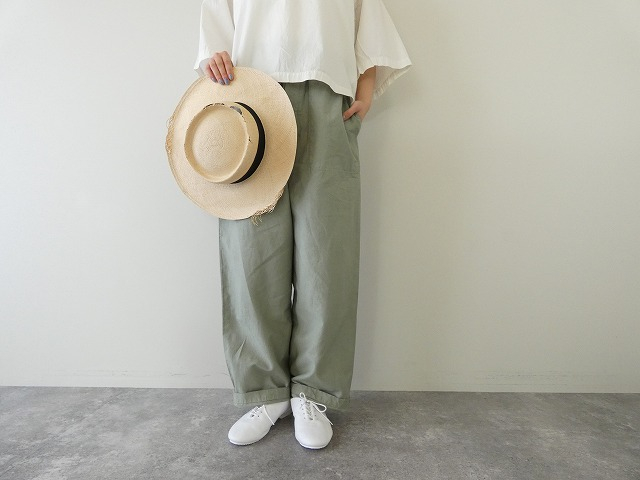 Hands of creation(ハンズオブクリエイション) 綿麻ライトバックサテンイージーワイドパンツの商品画像1