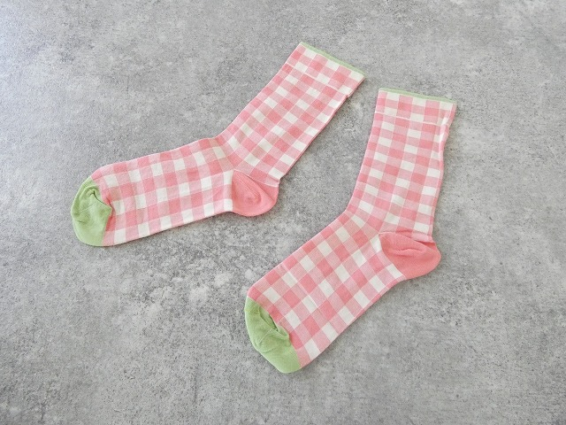 Bonne Maison(ボンヌメゾン) さくらギンガムのフランスの靴下の商品画像1