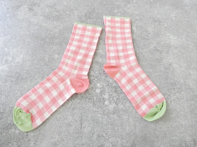 Bonne Maison(ボンヌメゾン) さくらギンガムのフランスの靴下の商品画像2