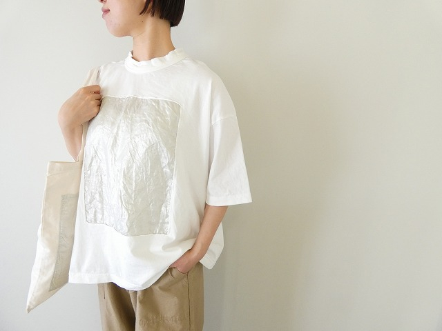 prit(プリット) 空紡天竺×リネン箔プリント5分袖フレームTシャツの商品画像1