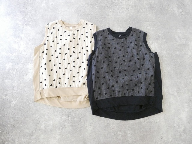 prit(プリット) 強撚引き揃え天竺リネンコットンランダムドット刺繍切替プルオーバーベストの商品画像10