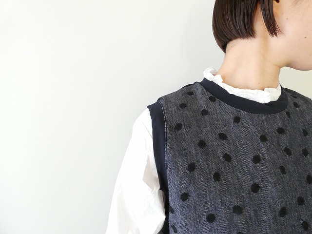 prit(プリット) 強撚引き揃え天竺リネンコットンランダムドット刺繍切替プルオーバーベストの商品画像2