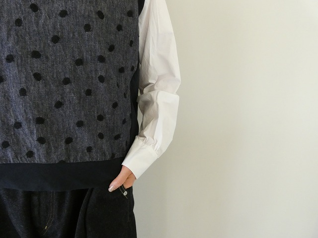 prit(プリット) 強撚引き揃え天竺リネンコットンランダムドット刺繍切替プルオーバーベストの商品画像5