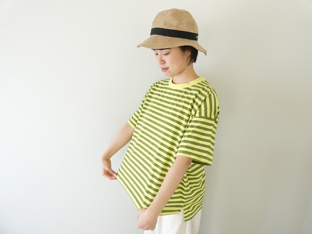 prit(プリット) リサイクル天竺カラーボーダー5分袖ワイドTシャツの商品画像1