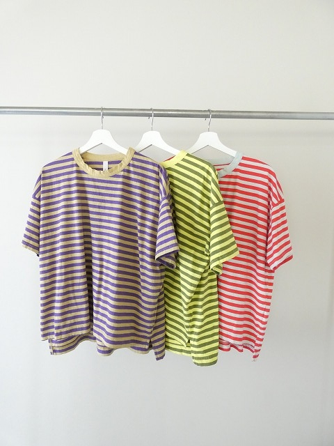 prit(プリット) リサイクル天竺カラーボーダー5分袖ワイドTシャツの商品画像3