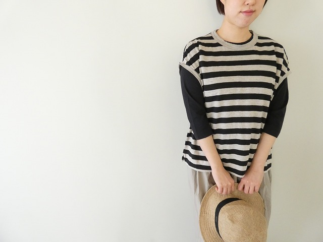 prit(プリット) 40/1ヨーロッパリネン天竺ボーダーオーバーサイズプルベストの商品画像2