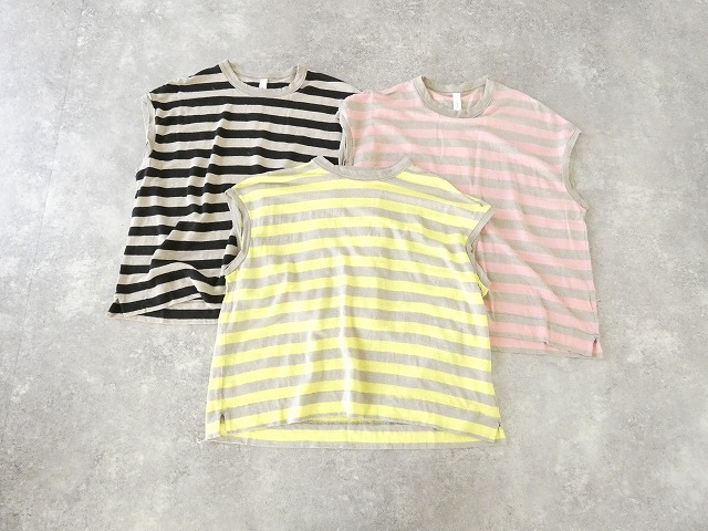 prit(プリット) 40/1ヨーロッパリネン天竺ボーダーオーバーサイズプルベストの商品画像3