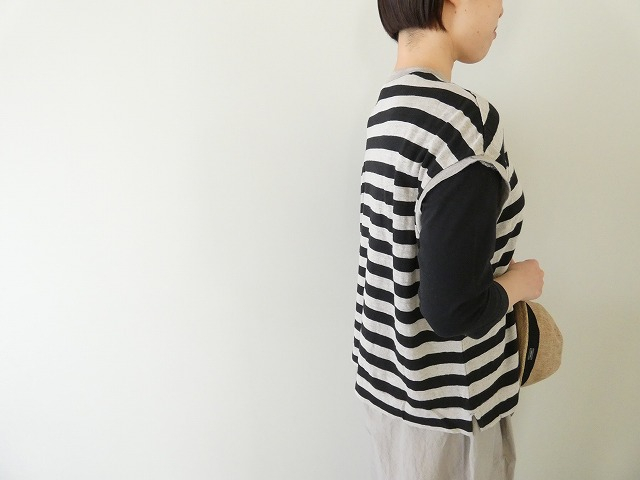 prit(プリット) 40/1ヨーロッパリネン天竺ボーダーオーバーサイズプルベストの商品画像4