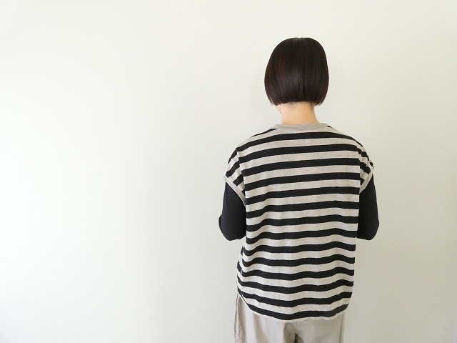 prit(プリット) 40/1ヨーロッパリネン天竺ボーダーオーバーサイズプルベストの商品画像5