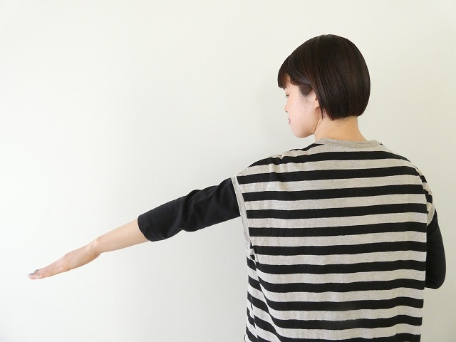 prit(プリット) 40/1ヨーロッパリネン天竺ボーダーオーバーサイズプルベストの商品画像7