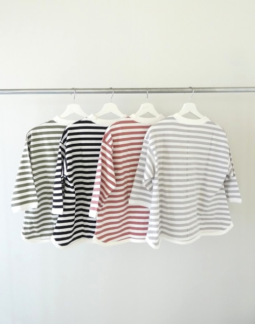 BLUE LAKE MARKET(ブルーレイクマーケット) アメリカンドライ天竺ボーダーサイドスリットプルオーバーの商品画像10