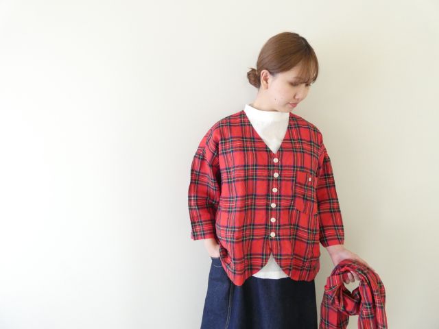 快晴堂(かいせいどう) タータンチェック/エバーグリーンふわりカーディガンの商品画像2