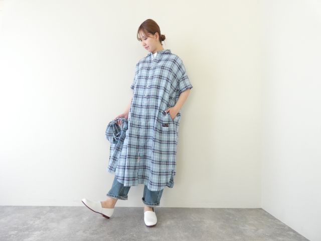 快晴堂(かいせいどう) タータンチェック/エバーグリーンWide丸衿/タブ・半袖ワンピースの商品画像1