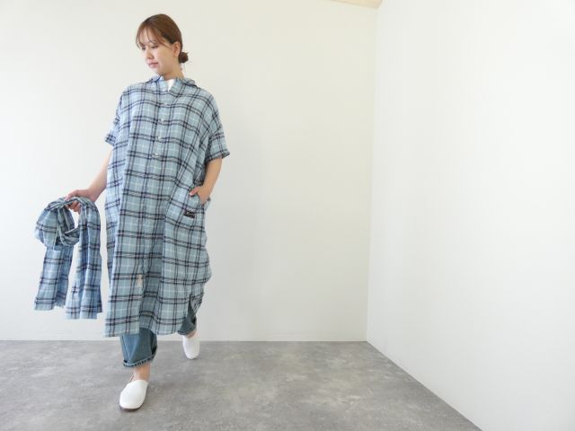 快晴堂(かいせいどう) タータンチェック/エバーグリーンWide丸衿/タブ・半袖ワンピースの商品画像2