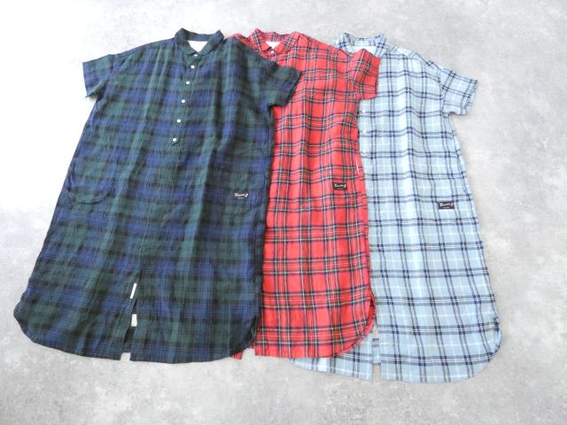 快晴堂(かいせいどう) タータンチェック/エバーグリーンWide丸衿/タブ・半袖ワンピースの商品画像3