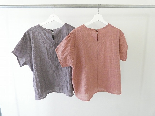 Sarahwear(サラウェア) Shirring Lawn Check　シャーリングローンチェッククルーネック半袖ブラウスの商品画像10