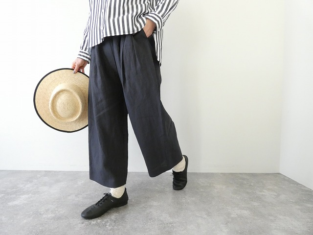 STAMP AND DIARY(スタンプアンドダイアリー) 60/1高密度リネンウエストタックワイドパンツの商品画像1