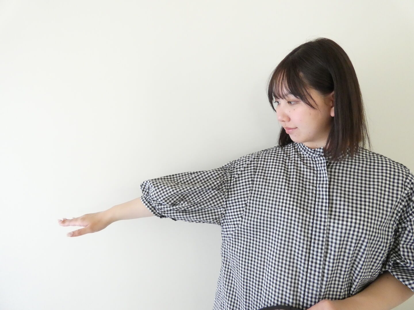 homspun(ホームスパン) ギンガム&無地パフスリーブブラウスの商品画像5