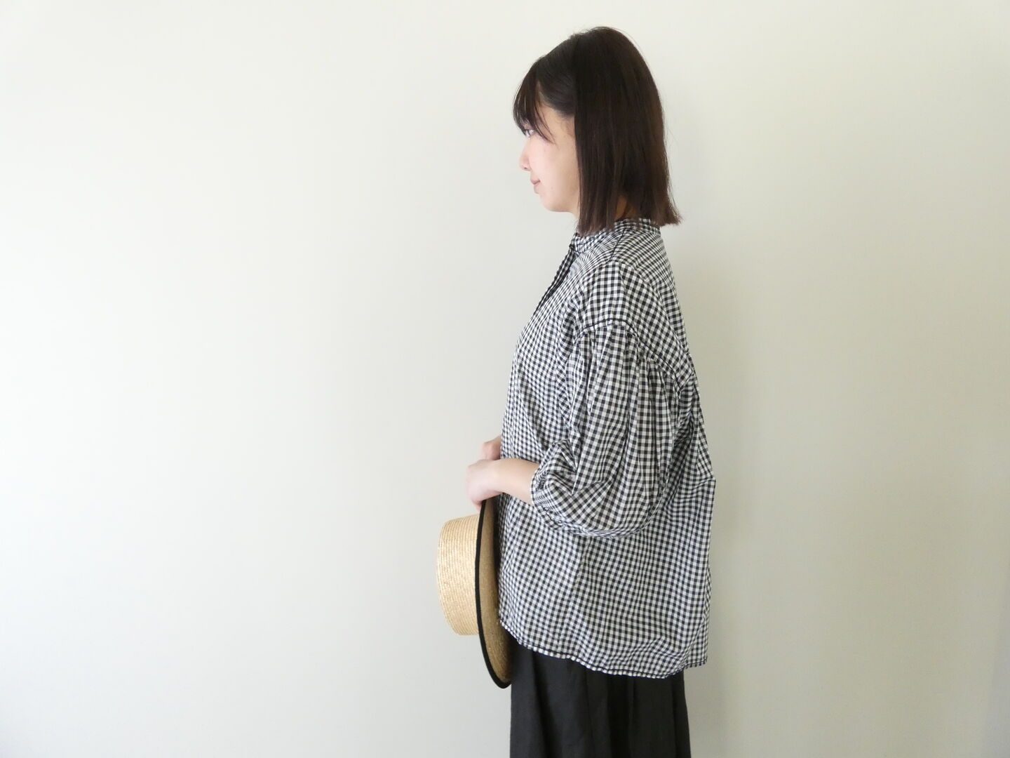 homspun(ホームスパン) ギンガム&無地パフスリーブブラウスの商品画像9