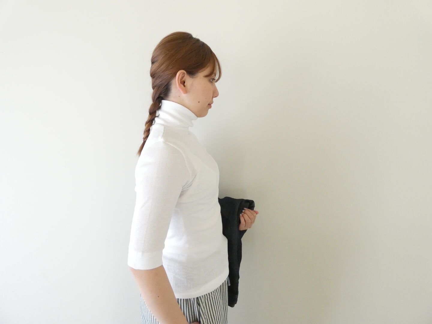 homspun(ホームスパン) 丸胴テレコ5分袖タートルプルオーバーの商品画像9