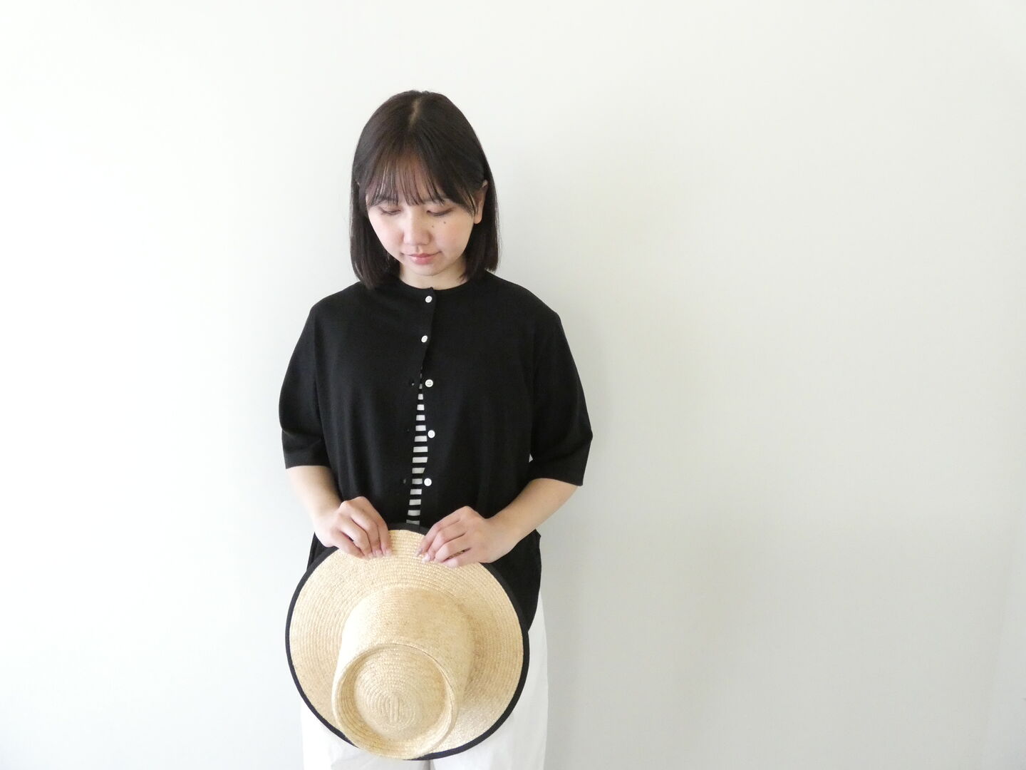 homspun(ホームスパン) 60/2天竺半袖カーディガンの商品画像2