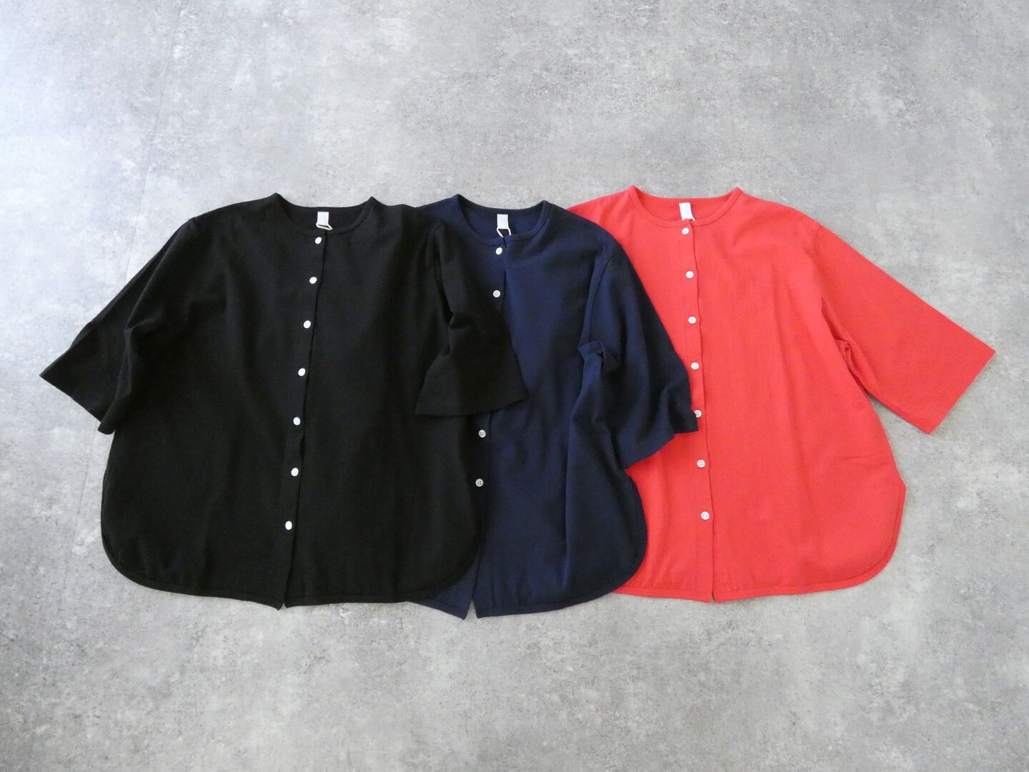 homspun(ホームスパン) 60/2天竺半袖カーディガンの商品画像3