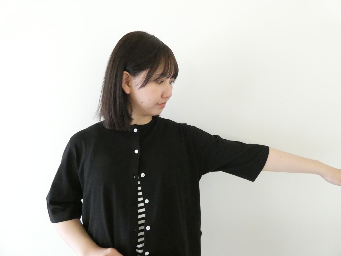 homspun(ホームスパン) 60/2天竺半袖カーディガンの商品画像4