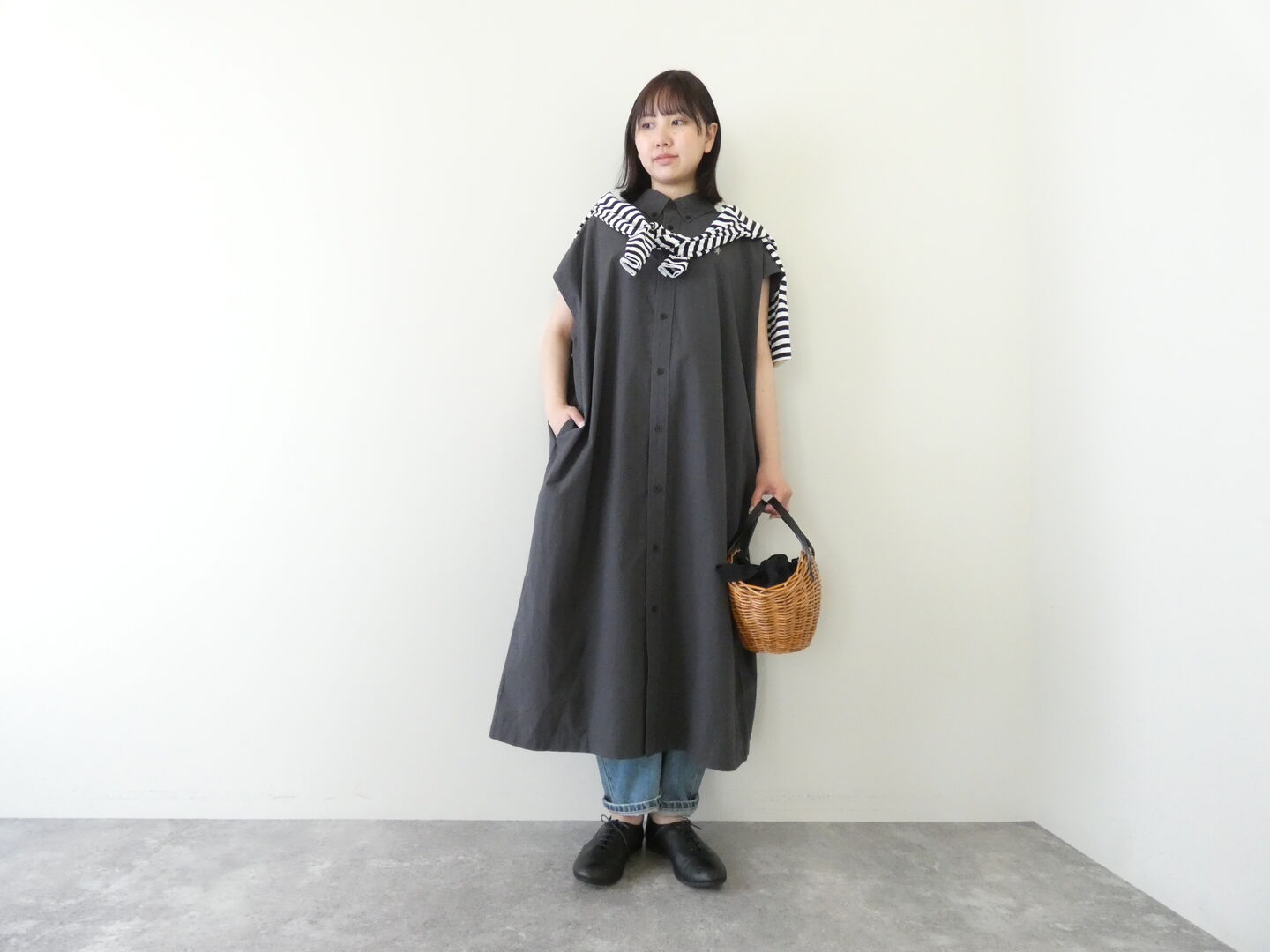 Gymphlex(ジムフレックス) スリーブレスシャツドレス　SLEEVELESS B.D. SHIRT DRESSの商品画像1