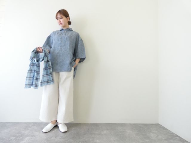 LOLO(ロロ) リネンシャンブレー半袖ビックシャツの商品画像1