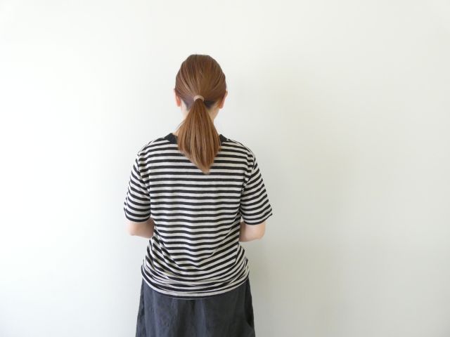 mao made(マオメイド) ベルギーリネンハーフスリーブ細しましまTEEの商品画像9