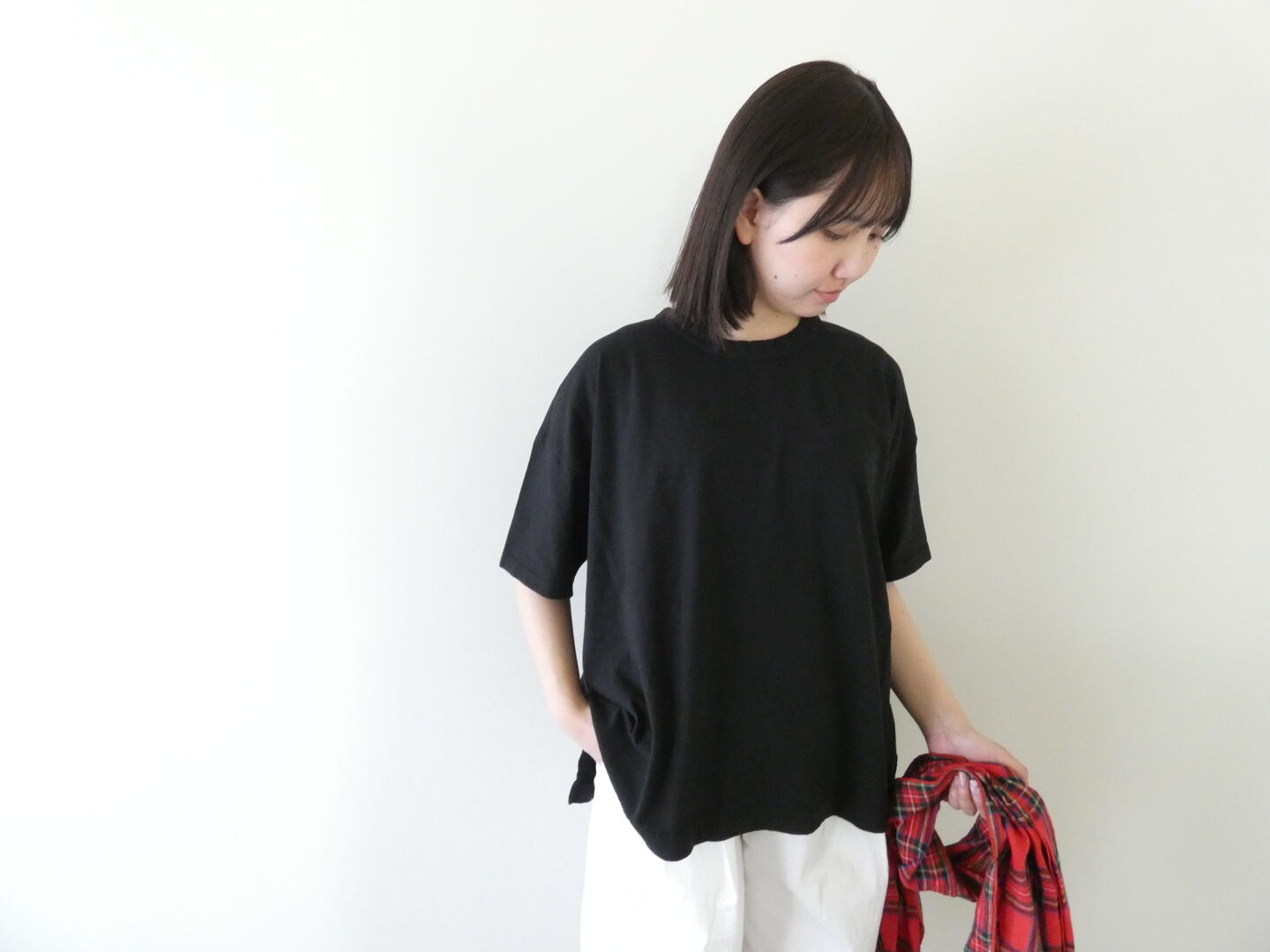 prit(プリット) 30/1リサイクルムラ糸天竺5分袖ワイドTシャツの商品画像2