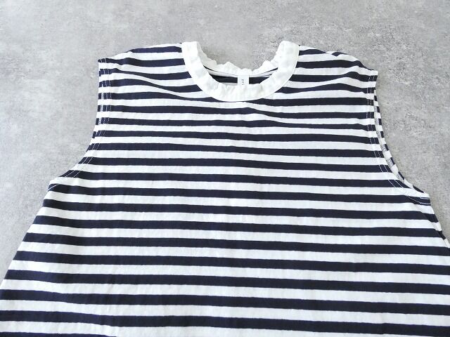 prit(プリット) 30/1リサイクルムラ糸天竺ボーダーノースリーブフレアプルオーバーの商品画像30