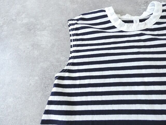 prit(プリット) 30/1リサイクルムラ糸天竺ボーダーノースリーブフレアプルオーバーの商品画像31