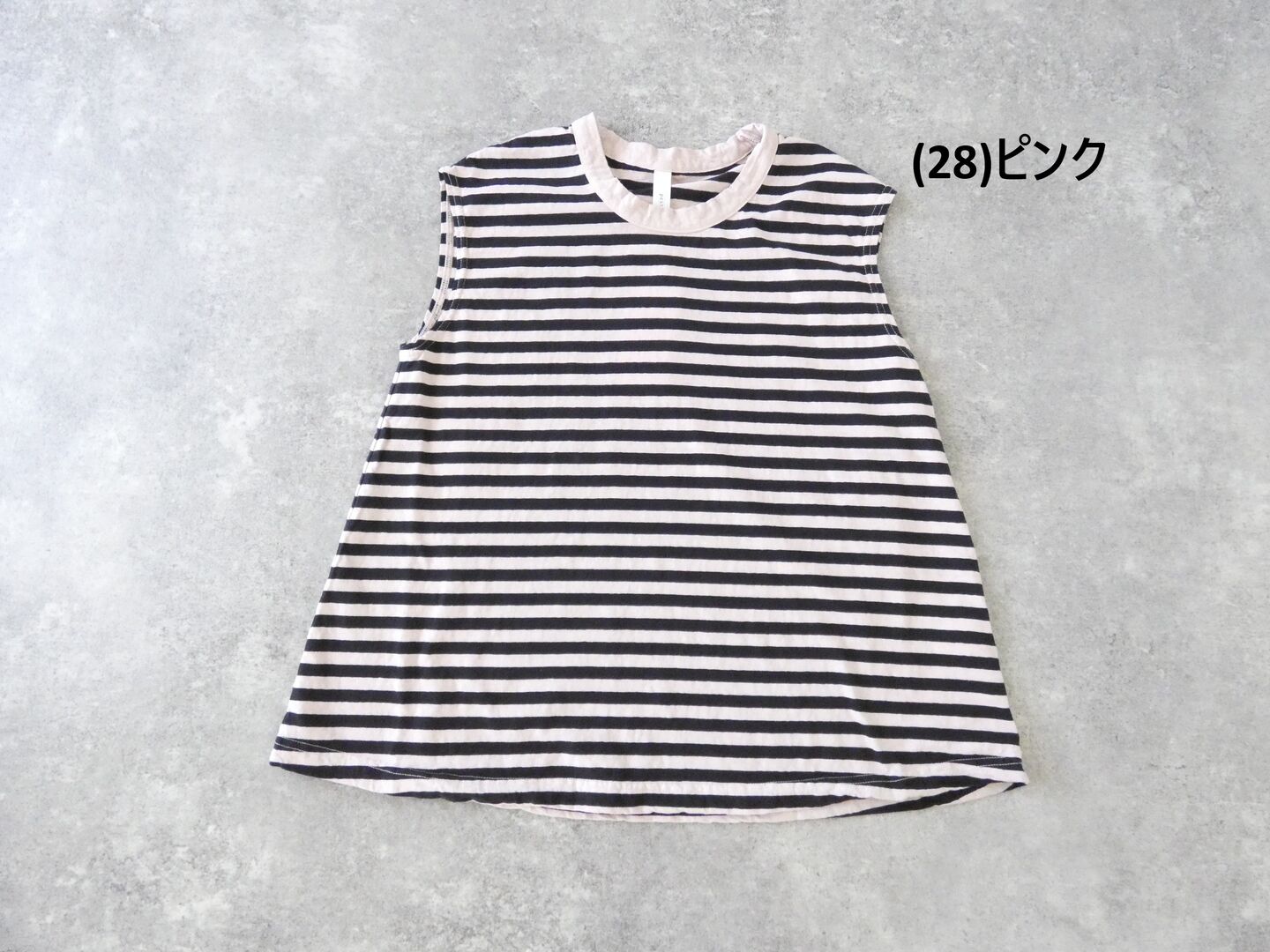 prit(プリット) 30/1リサイクルムラ糸天竺ボーダーノースリーブフレアプルオーバーの商品画像56