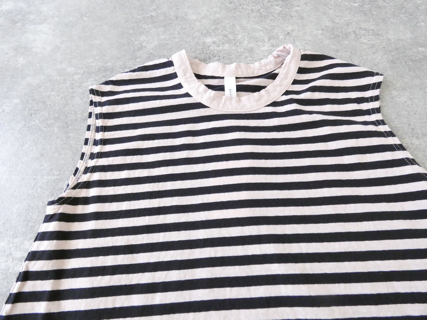 prit(プリット) 30/1リサイクルムラ糸天竺ボーダーノースリーブフレアプルオーバーの商品画像59