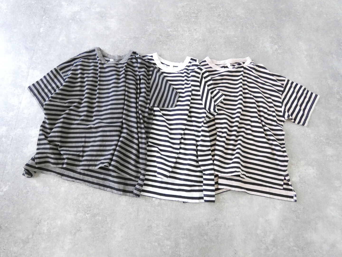 prit(プリット) 30/1リサイクルムラ糸天竺ボーダー5分袖ワイドTシャツの商品画像3