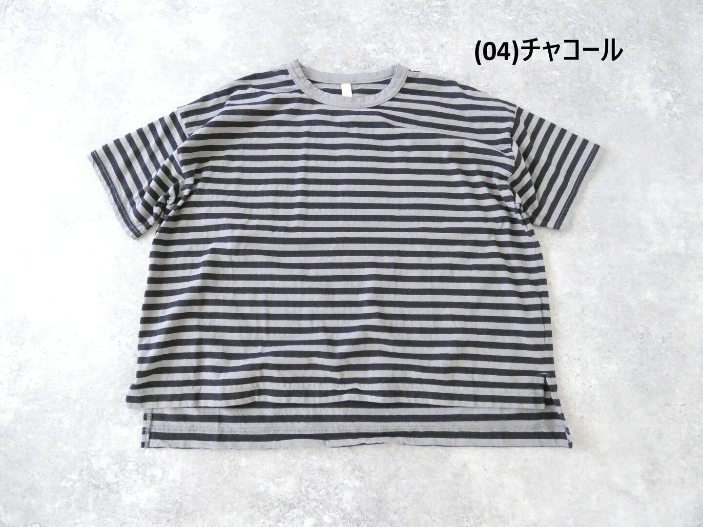 prit(プリット) 30/1リサイクルムラ糸天竺ボーダー5分袖ワイドTシャツの商品画像56