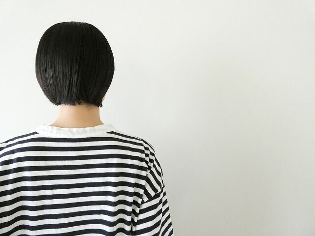 prit(プリット) 30/1リサイクルムラ糸天竺ボーダー5分袖ワイドTシャツの商品画像7