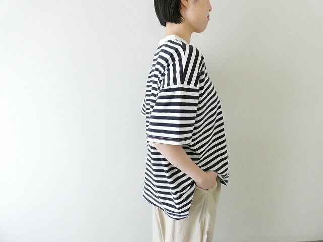 prit(プリット) 30/1リサイクルムラ糸天竺ボーダー5分袖ワイドTシャツの商品画像9