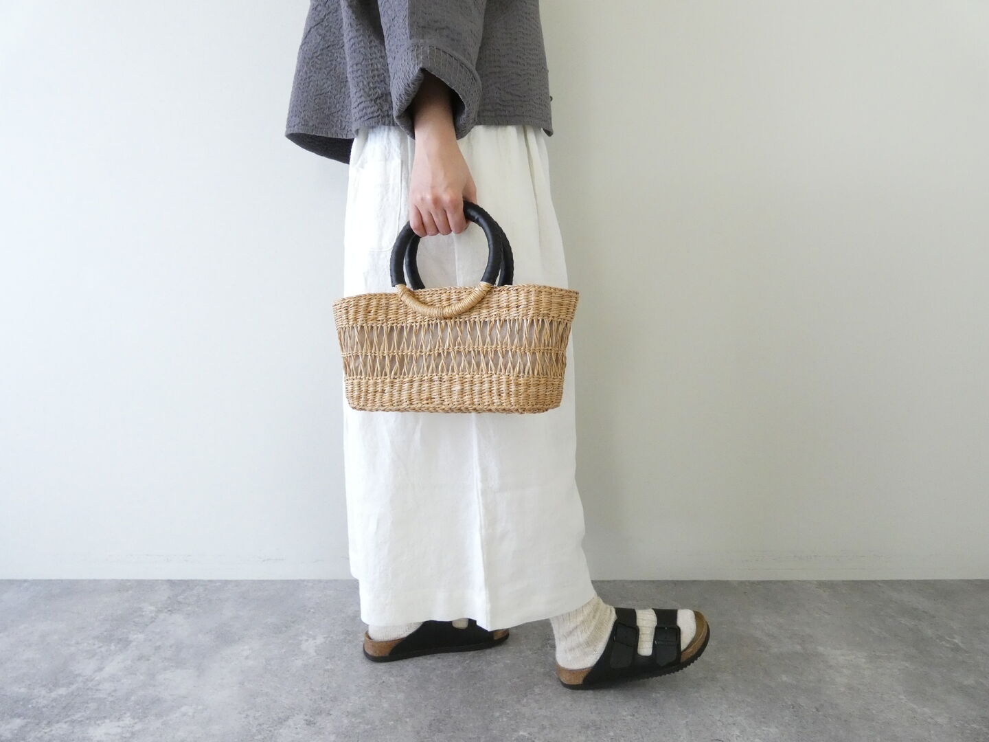 shs 透かし編みのシーグラス ラウンドハンドルバッグの商品画像3