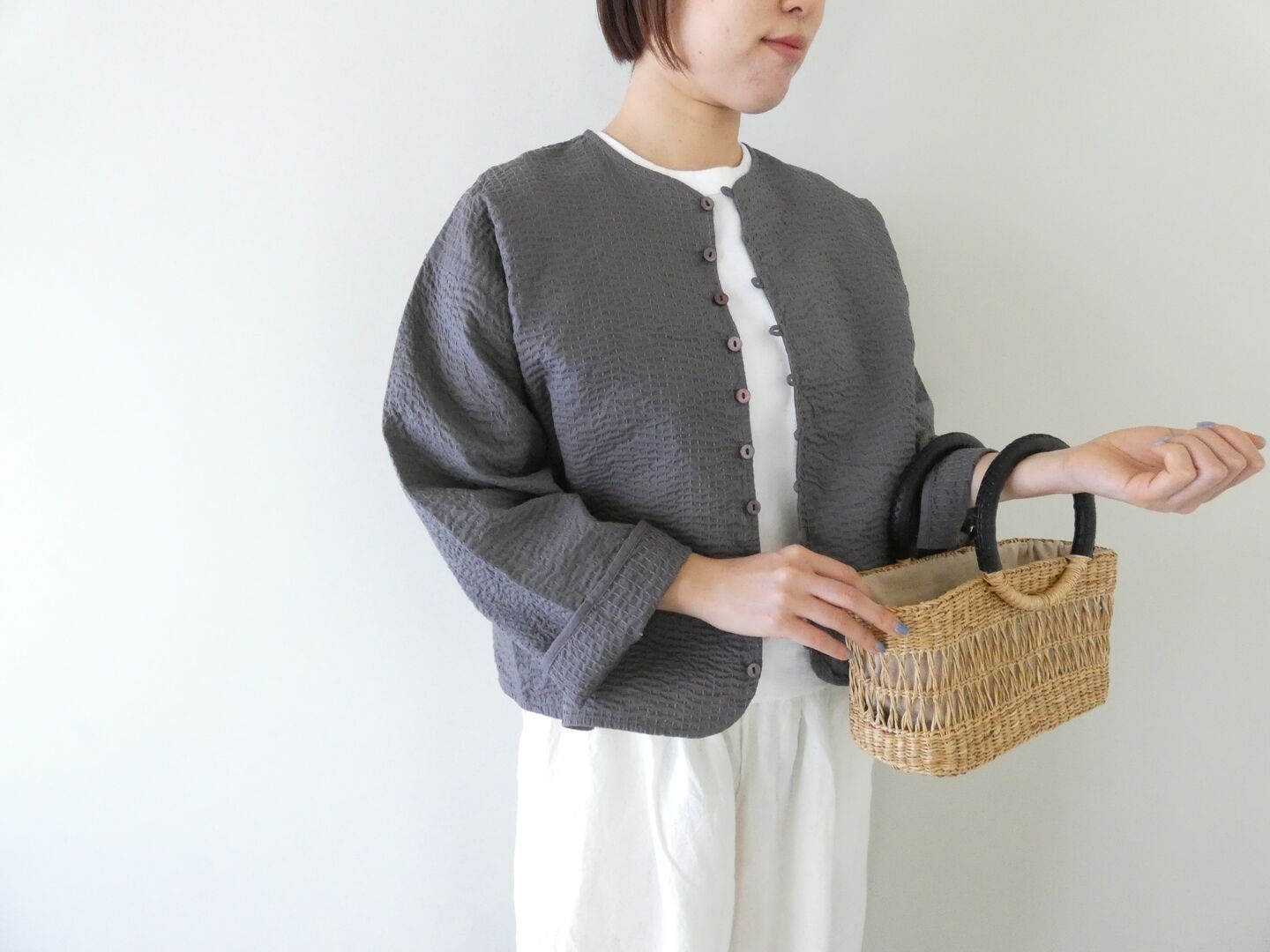 shs 透かし編みのシーグラス ラウンドハンドルバッグの商品画像4