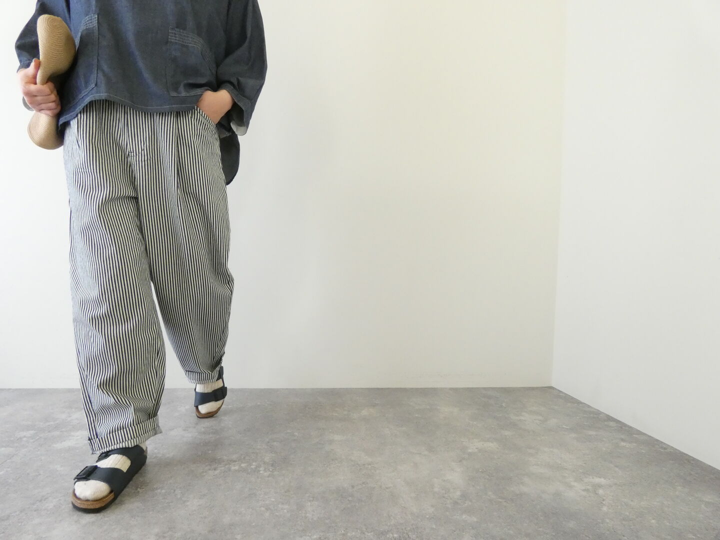 Hands of creation(ハンズオブクリエイション) ヒッコリーデニムバレルパンツの商品画像6