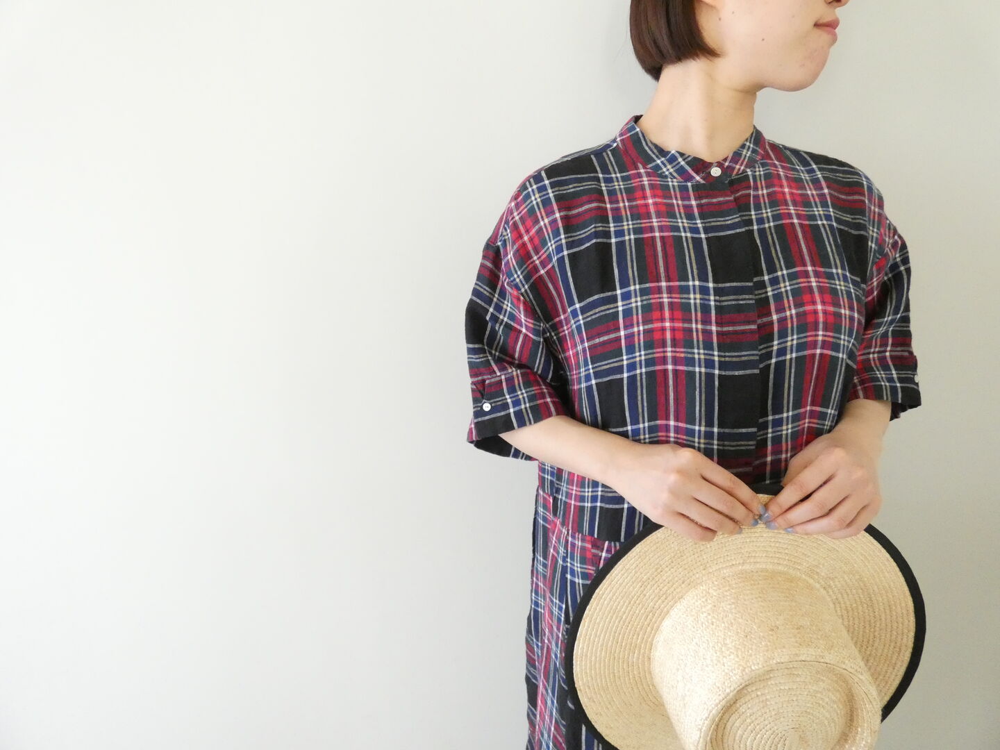 OUVERT(ウーヴェル) すてきなおとなのタータン折り返しカフスタックワンピースの商品画像7