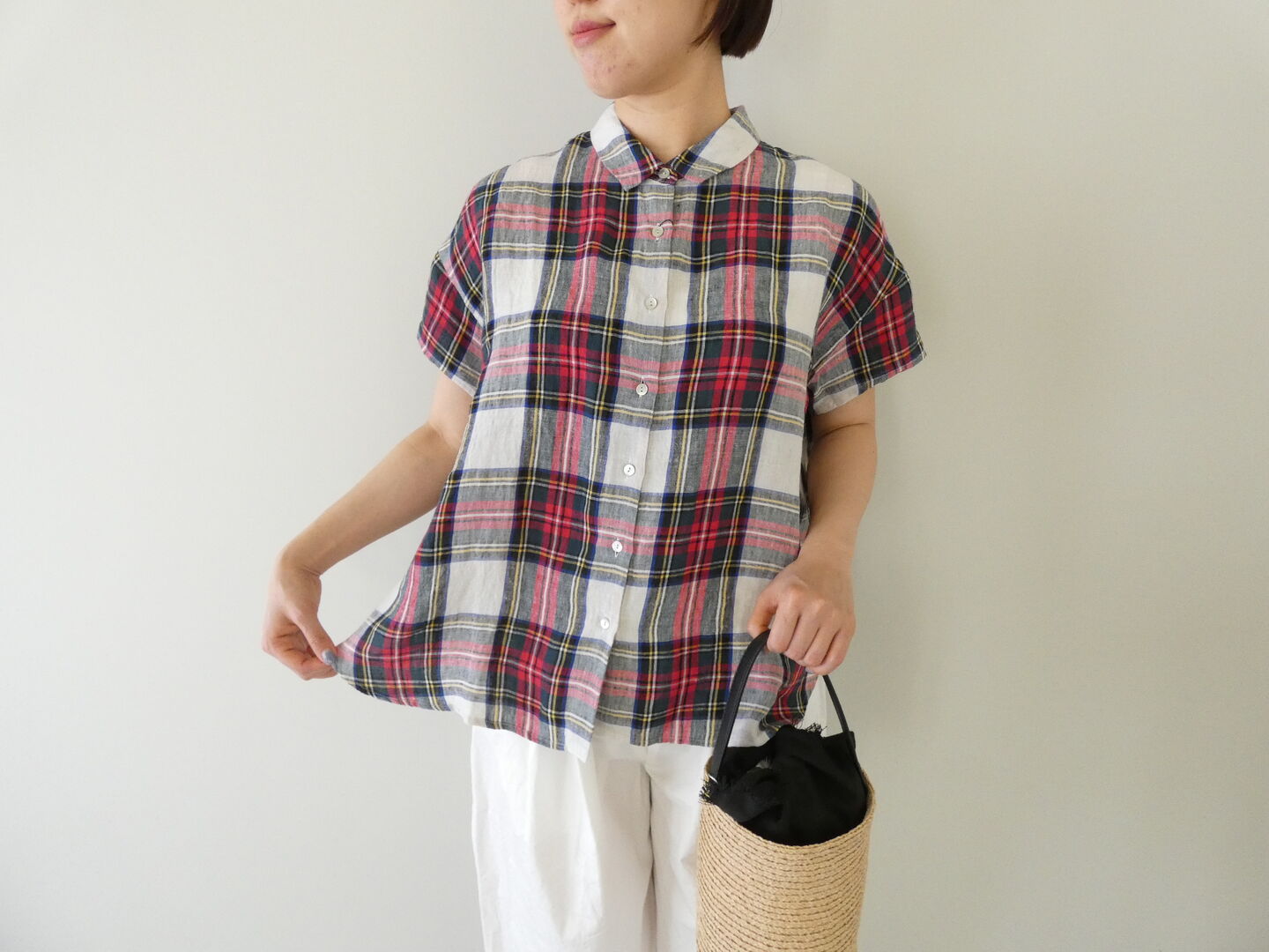 OUVERT(ウーヴェル) すてきなおとなのタータンレギュラーカラーフレンチシャツの商品画像2