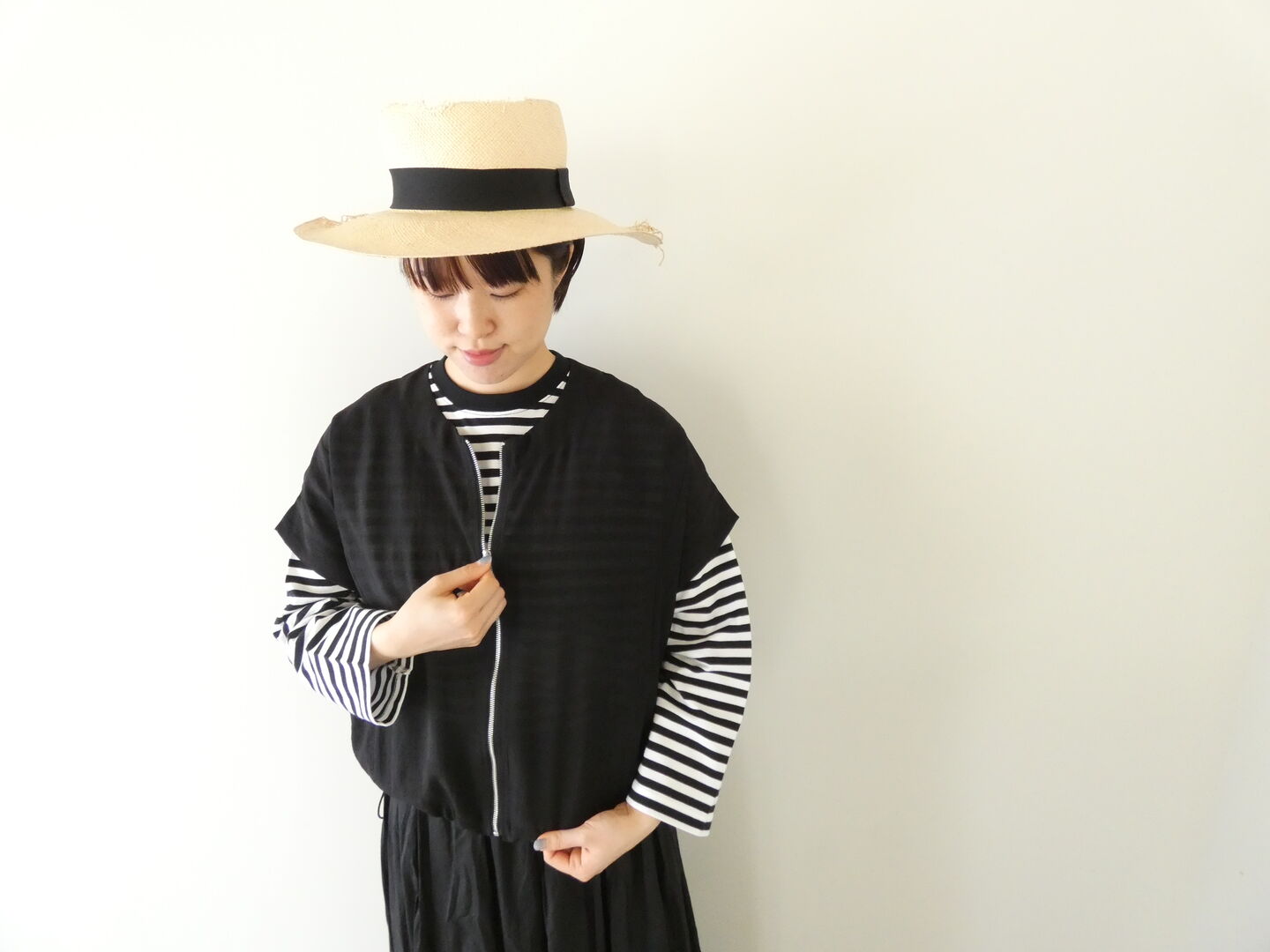 SOUFFLE シアーリネン混ナイロンフレンチベストの商品画像4