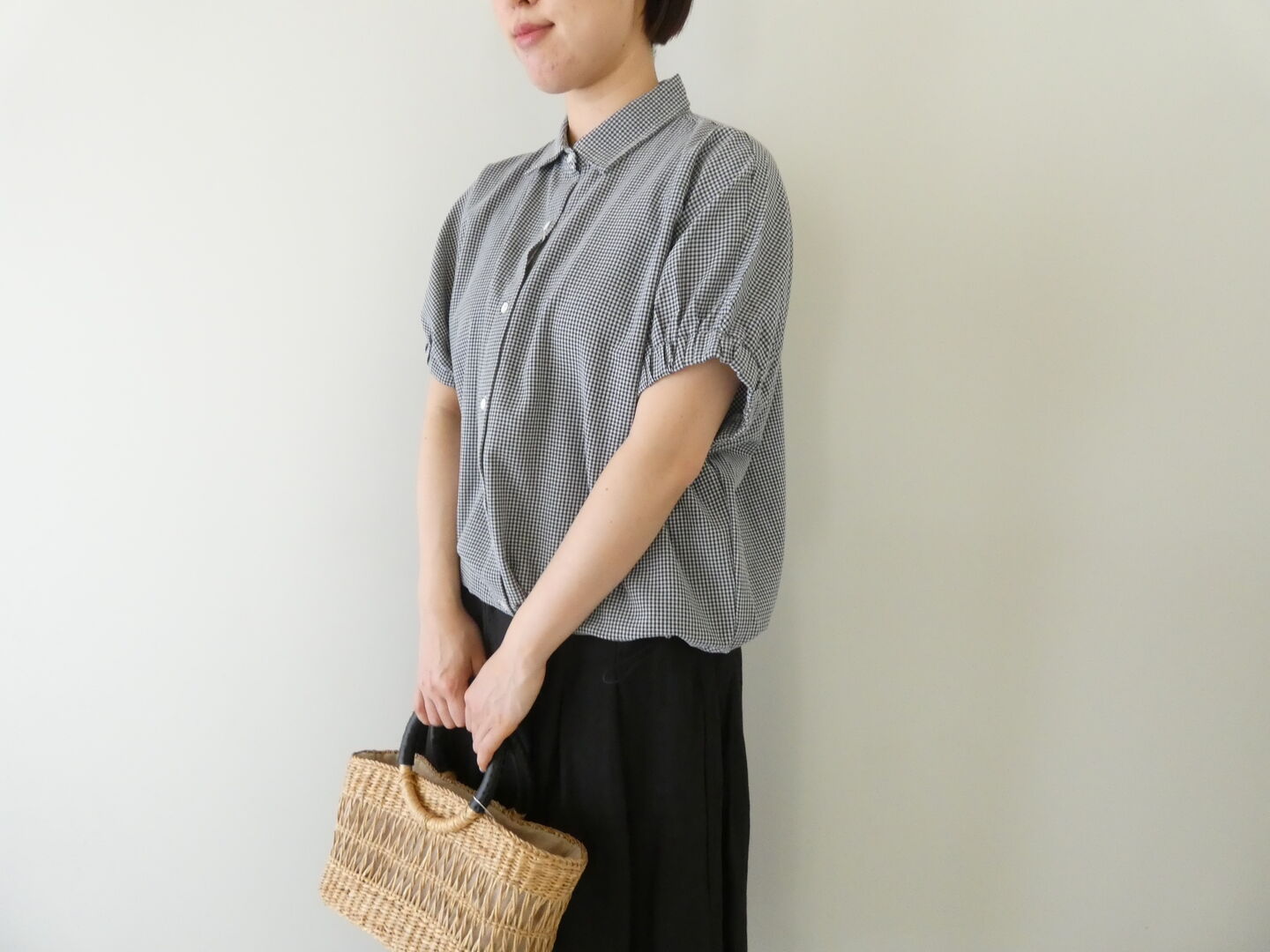 SOUFFLE マルチファブリックフレンチギャザーシャツの商品画像1