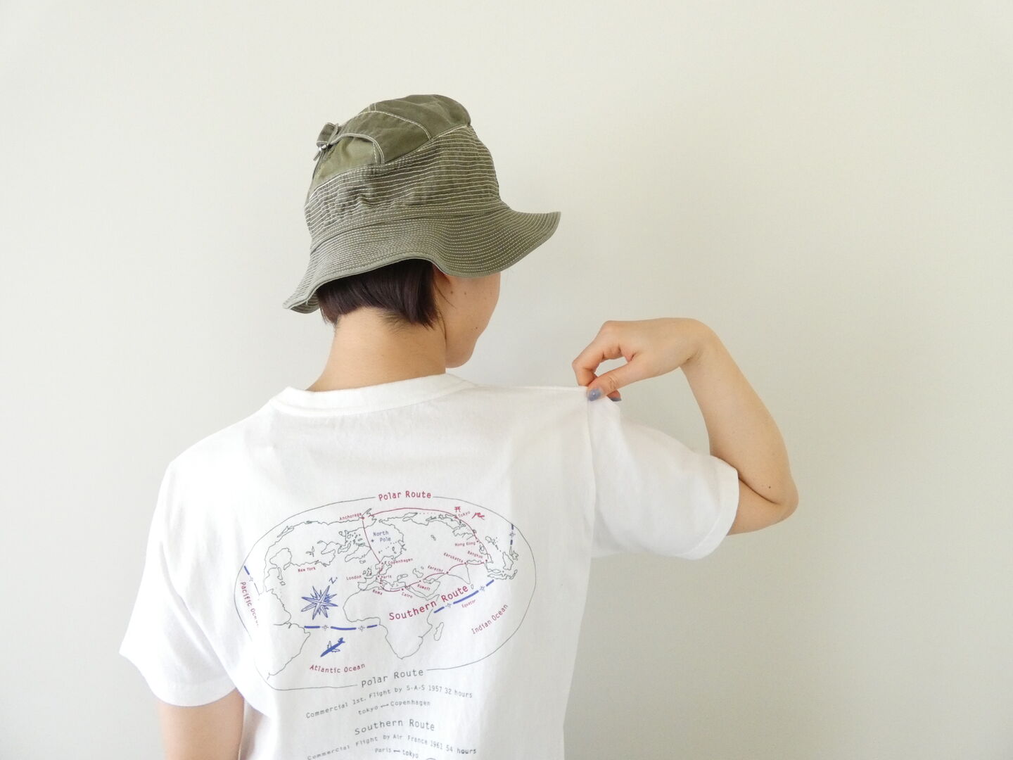 快晴堂(かいせいどう) 半袖UNI-Tシャツ  ロゴT Around the World　C柄「ポーラールート/サザンルート」BASIC FIT-sizeの商品画像1