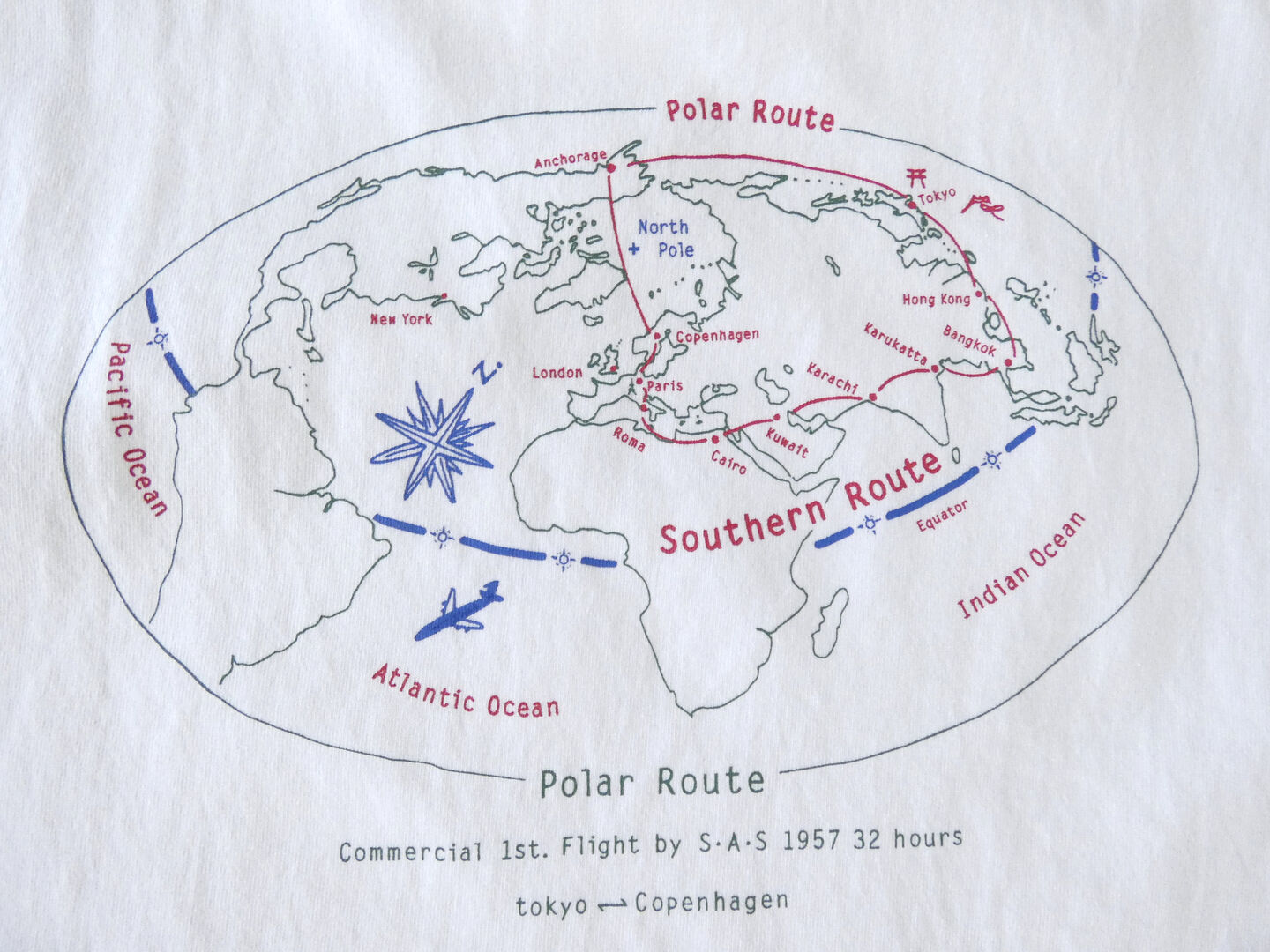 快晴堂(かいせいどう) 半袖UNI-Tシャツ  ロゴT Around the World　C柄「ポーラールート/サザンルート」BASIC FIT-sizeの商品画像10